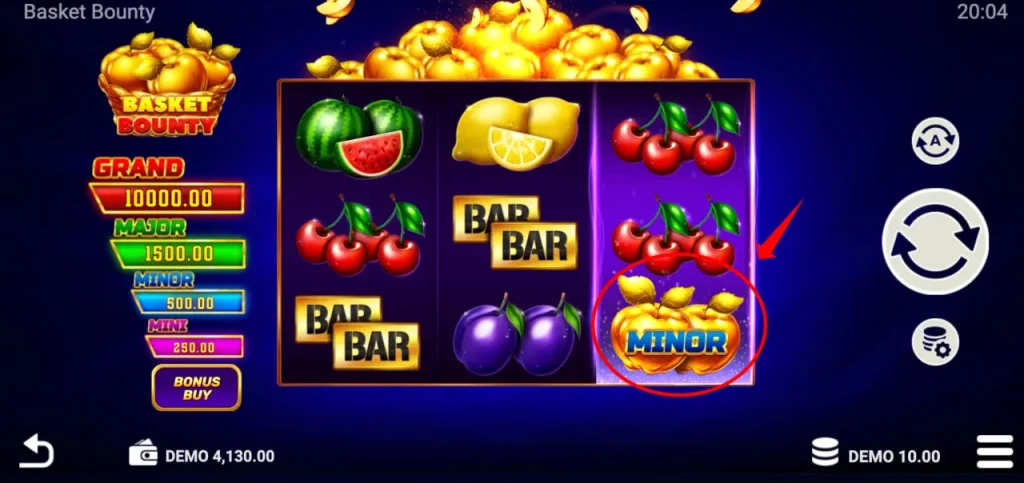 Vier Feste Jackpots im Spiel Minor